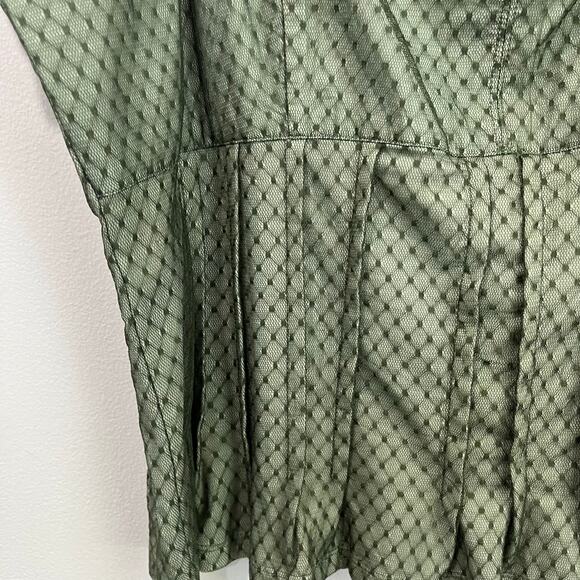 Anthropologie Green Puff Sleeve Corset Peplum Square Neck Top Size XL - Picture 7 of 9